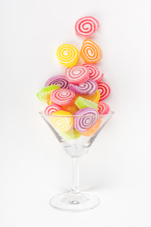 Colorful Assorted Jelly Candy on White Backgroundの写真素材