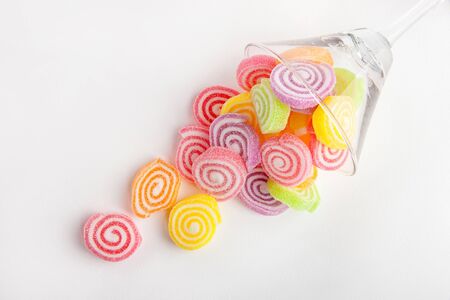 Colorful Assorted Jelly Candy on White Backgroundの写真素材