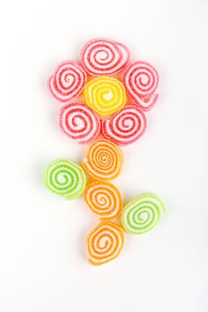 Colorful Assorted Jelly Candy on White Backgroundの写真素材