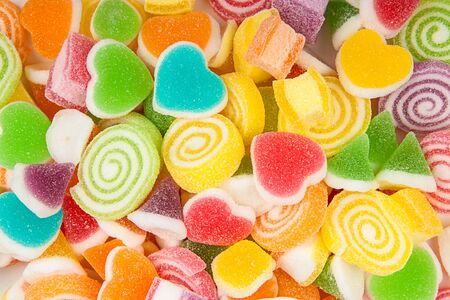 Colorful Assorted Jelly Candy on White Backgroundの写真素材