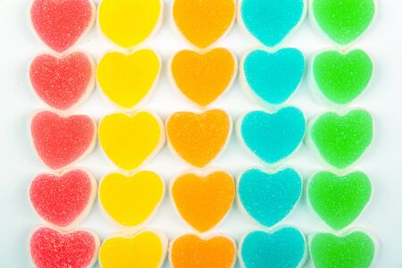 Colorful Assorted Jelly Candy on White Backgroundの写真素材