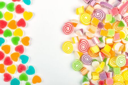 Colorful Assorted Jelly Candy on White Backgroundの写真素材