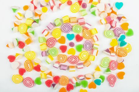 Colorful Assorted Jelly Candy on White Backgroundの写真素材