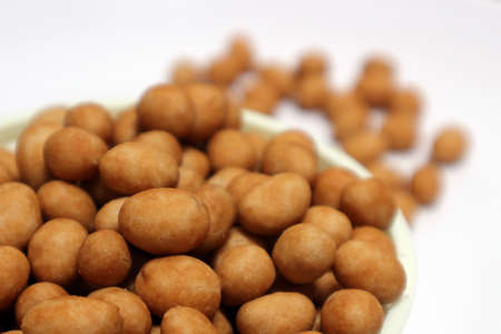 Peanut snack on white backgroundの写真素材