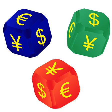 Dices with currency signsのイラスト素材