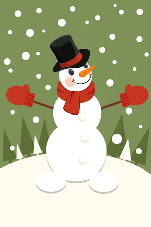 Christmas invitation card with a snowmanのイラスト素材