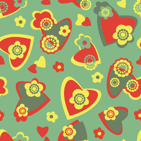 Seamless pattern with hearts and flowersのイラスト素材