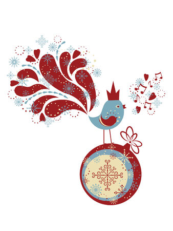 Decorated bird on the ballのイラスト素材