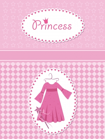 Invitation card with princess dress and wand.のイラスト素材