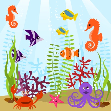 Sea life cardのイラスト素材