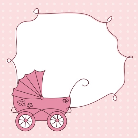 baby girl arrival announcement retro card 写真素材 ストックフォトの