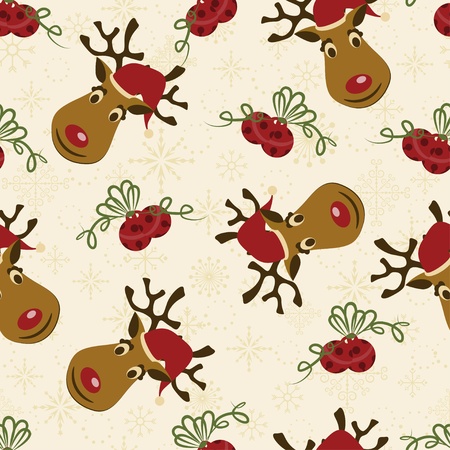 Christmas seamless pattern with Deer and bellsのイラスト素材