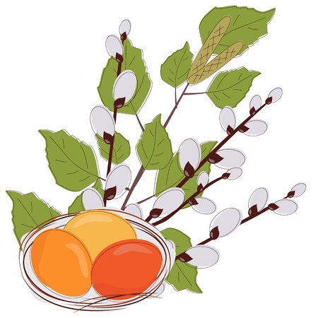 Easter Card with eggs and branchのイラスト素材