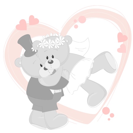 	Wedding invitation with dancing cute Teddy Bearsのイラスト素材