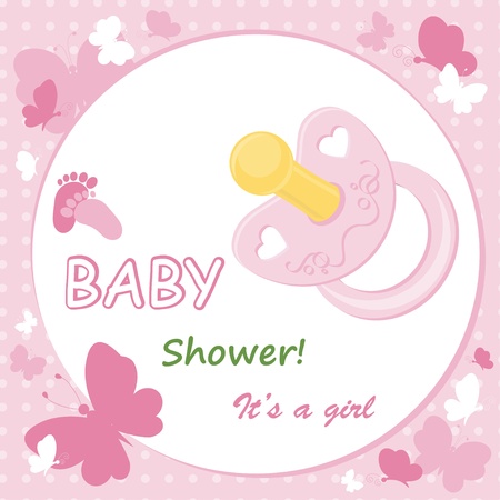 Baby girl arrival announcement cardのイラスト素材