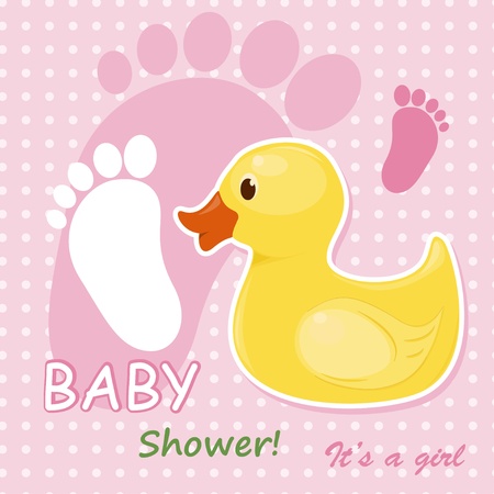 Baby girl arrival cardのイラスト素材