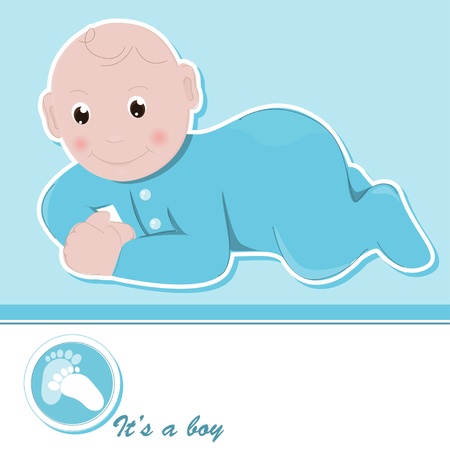 Baby boy arrival announcement cardのイラスト素材