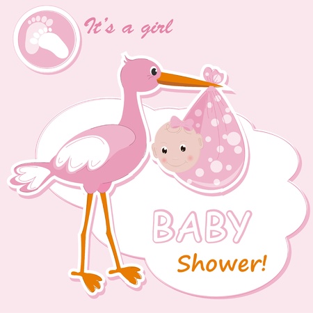 Baby girl arrival announcement cardのイラスト素材