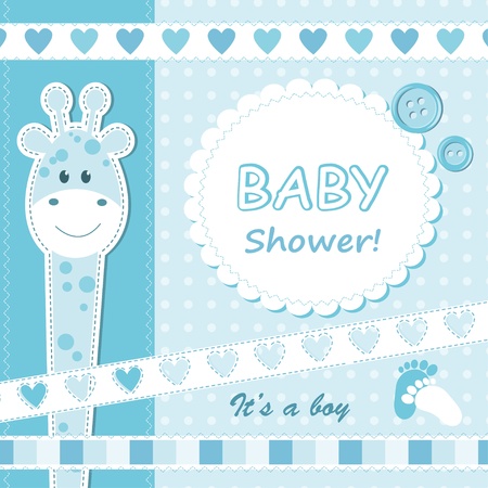 Baby boy announcement card. Vector illustrationのイラスト素材