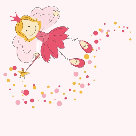 Vector illustration of a fairy with magic stickのイラスト素材