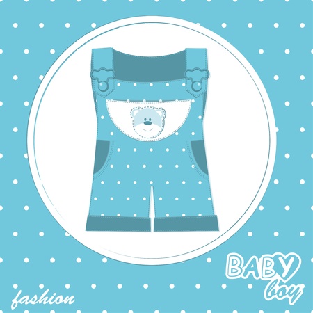 baby boy arrival scrapbook card with stylish overallのイラスト素材