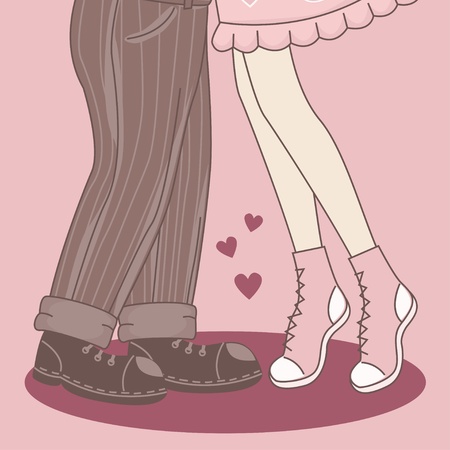 Happy Valentine s Day  Kissing couple  Hand drawing illustrationのイラスト素材