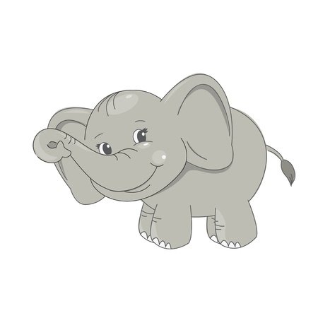 Cute baby elephant smiling  Vector illustration on white background のイラスト素材