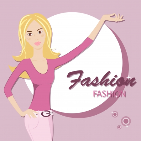 Beautiful woman with long blond hair   illustrationのイラスト素材