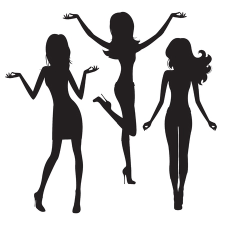 Fashion women  Silhouettes on white backgroundのイラスト素材