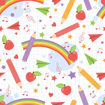 Back to school . Colorful childish seamless pattern.のイラスト素材