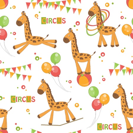 Baby seamless pattern of cute little giraffe   Colorful  illustration のイラスト素材