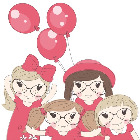 Cute little girls  Best friends illustrationのイラスト素材