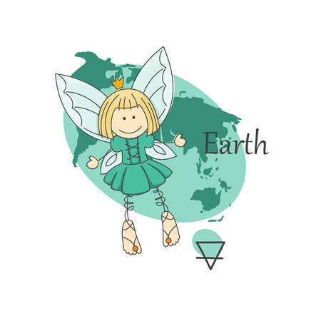 Cute little fairy of earth  One of the four elements  Vectorのイラスト素材