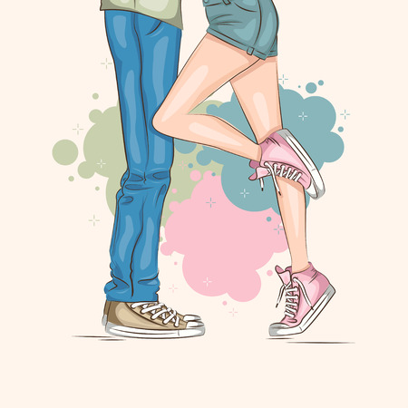 Valentine's day. Young Couple in love. Vectorのイラスト素材