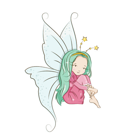 Cute little fairy. Illustration isolated on white background.のイラスト素材