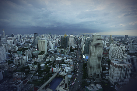 skyline of Bangkok cover with cloud before rain was comingの写真素材