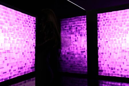 a block background made from many plastic square blocks put in random positionの写真素材