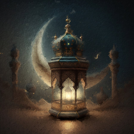 the retouch image in artistic paint of ramadan celebrationの素材
