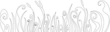 Vector abstract background of swamp plants, reeds, grass, stalksのイラスト素材