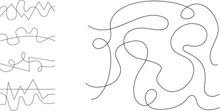 Vector path, snake, path. Find a path, reach the end. Find a suitable line, track. Task for children, unravel the paths.のイラスト素材