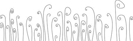 Vector linear magic swirls of flowers, stems, branches, like in a fairy taleのイラスト素材