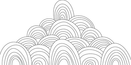 vector line art of geometric flowing shapes in the form of a rainbow, in the form of a mountainのイラスト素材