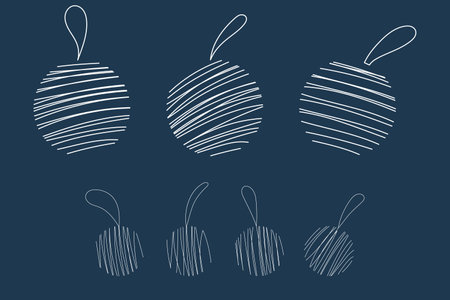 vector linear abstract christmas balls drawn by linesのイラスト素材
