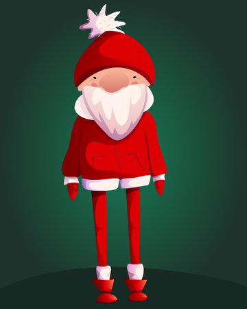 Vector tall fashion Santa Claus in thin red pants with a beard.のイラスト素材