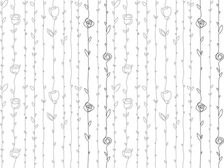 Seamless floral pattern of rose stems, leaves and budsのイラスト素材