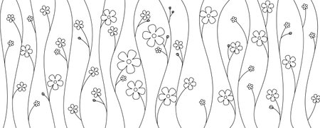 Vector climbing plant wall made of leaves, flowers growing upのイラスト素材