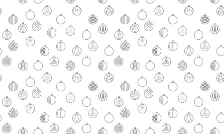 Vector seamless pattern of linear Christmas tree balls with an abstract patternのイラスト素材
