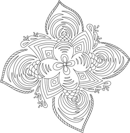 Vector ornament of black geometric shapes and linesのイラスト素材