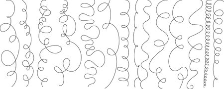 Vector confetti serpentine black color in different shapesのイラスト素材