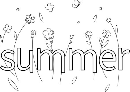 vector letters summer on the background of miniature flowers for backgrounds and postcardsのイラスト素材